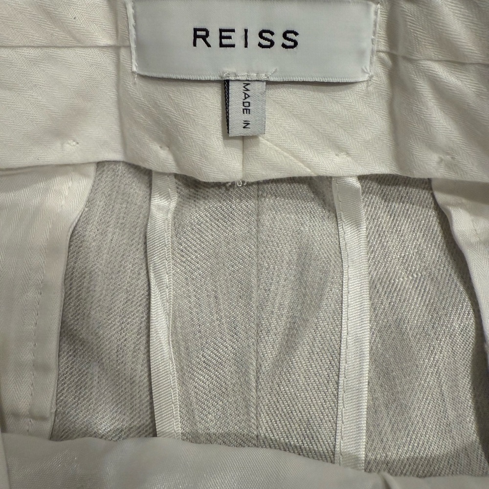Reiss Grey Cotton Linen Blend Pants - Picture 2 of 2